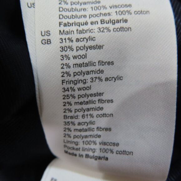 Sandro Colibri Tweed Double-Breasted‎ Jacket 38 EU 6 US Navy Long Sleeve Button - Picture 7 of 15